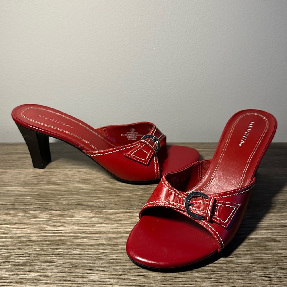 Merona red heels with leather upper